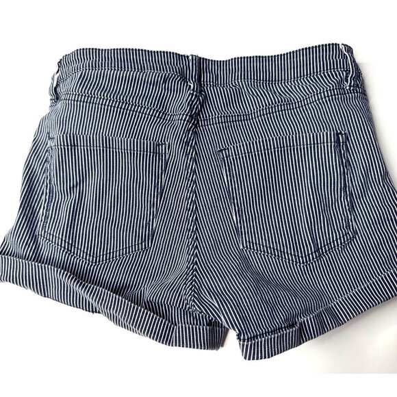 H&M Womens Blue & White Striped Denim Shorts Cotton Blend Size 4 - Picture 3 of 3